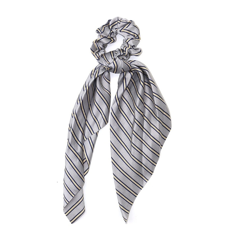 Light Blue Striped Scarf Scrunchie Hair Accessory